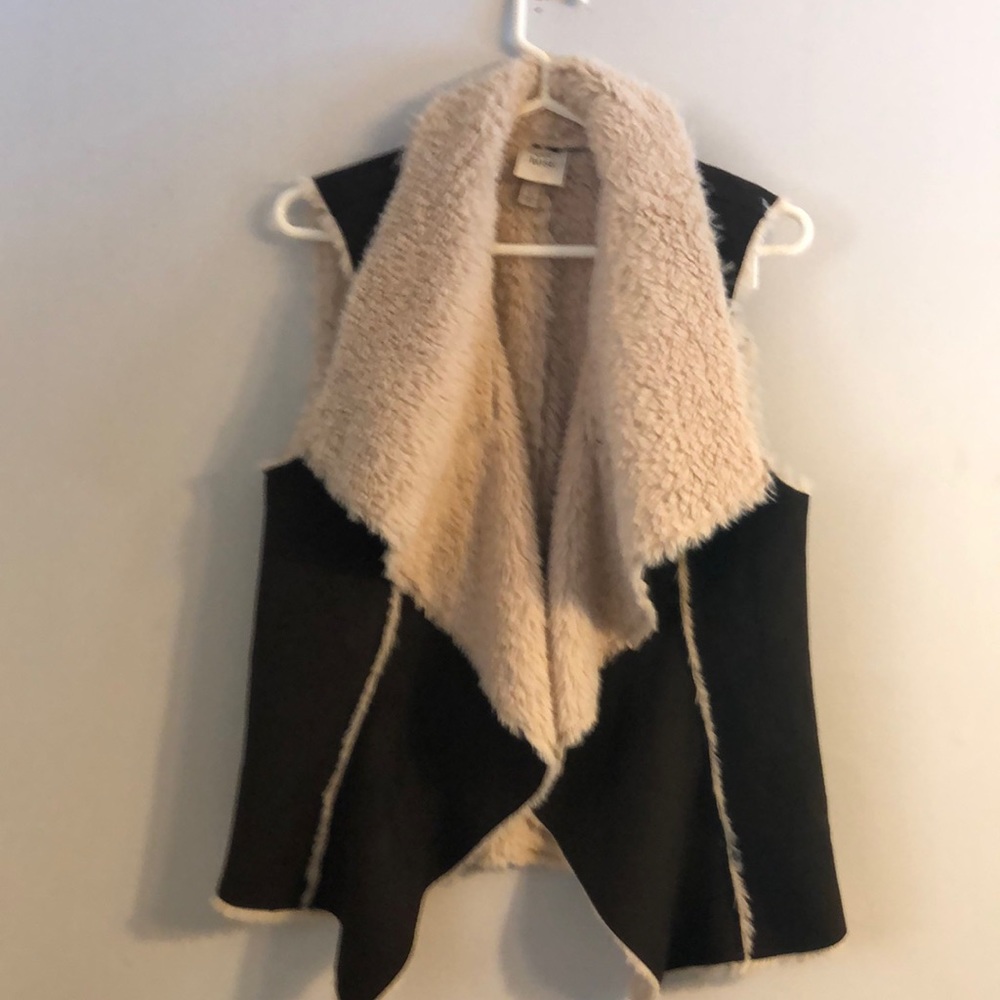 Brown cream suede fur vest